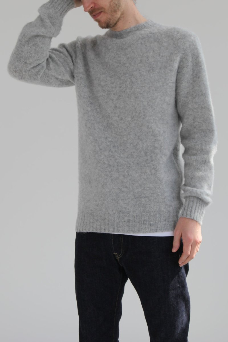 Half-Dozen Double Brushed Crew Neck Knitted Jumper - Silver Grey