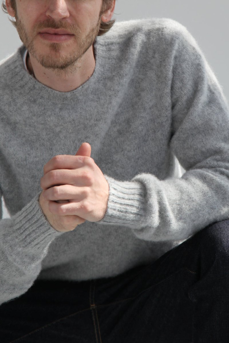 Half-Dozen Double Brushed Crew Neck Knitted Jumper - Silver Grey