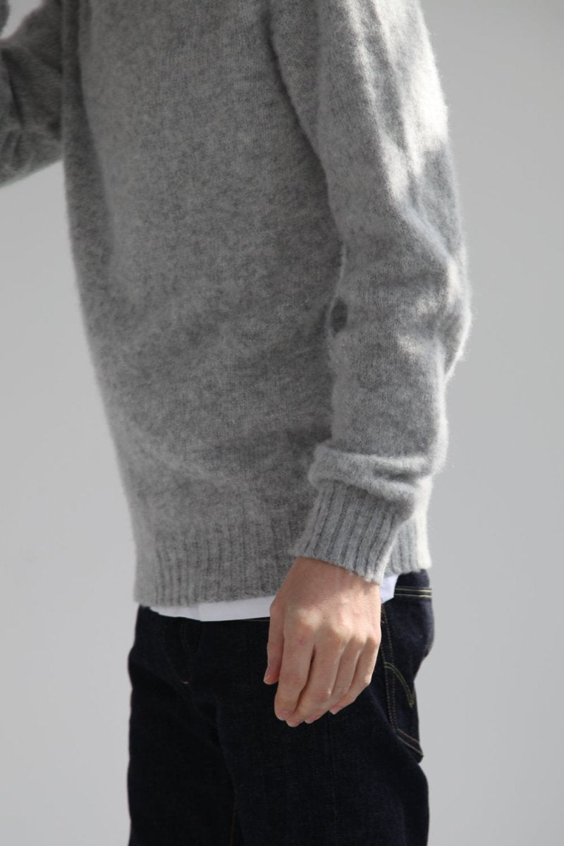 Half-Dozen Double Brushed Crew Neck Knitted Jumper - Silver Grey
