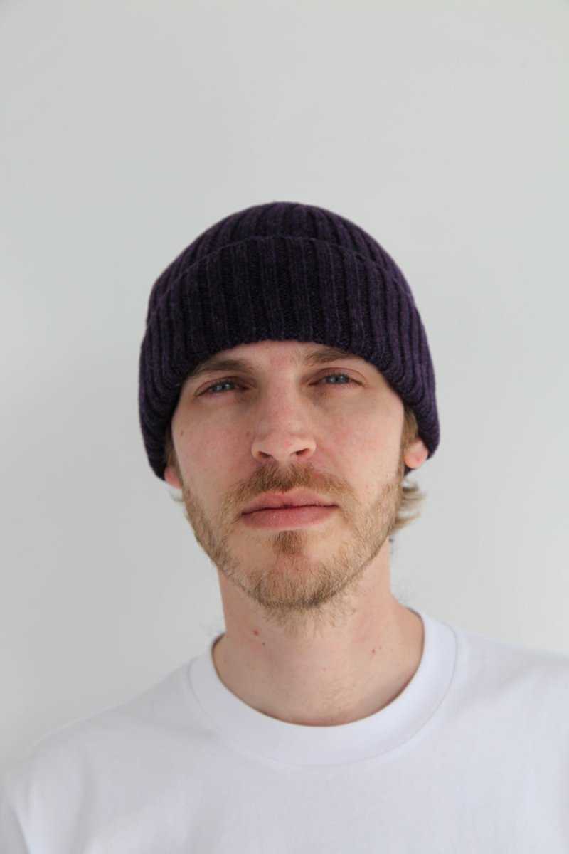 Half Dozen Super-Soft Lambswool Fisherman Beanie (Elderberry Purple) | Hats