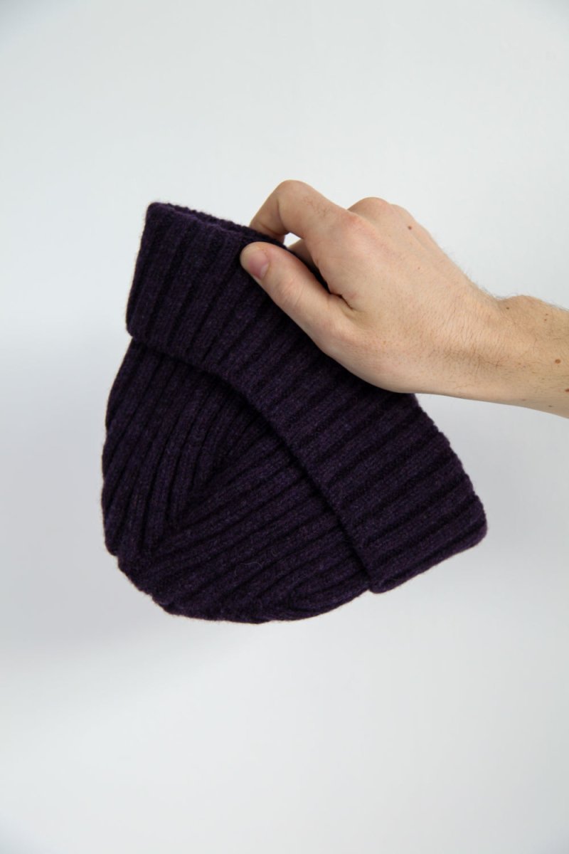 Half Dozen Super-Soft Lambswool Fisherman Beanie (Elderberry Purple) | Hats
