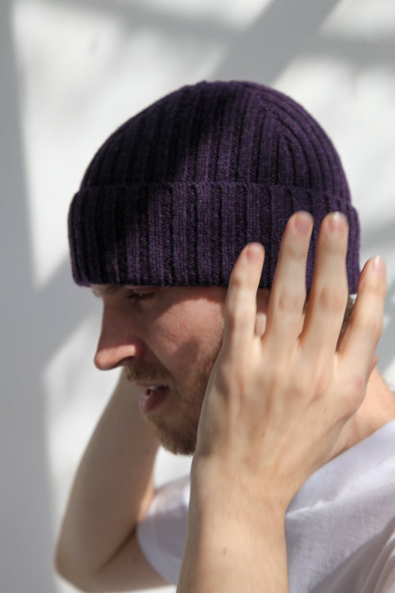 Half Dozen Super-Soft Lambswool Fisherman Beanie (Elderberry Purple) | Hats