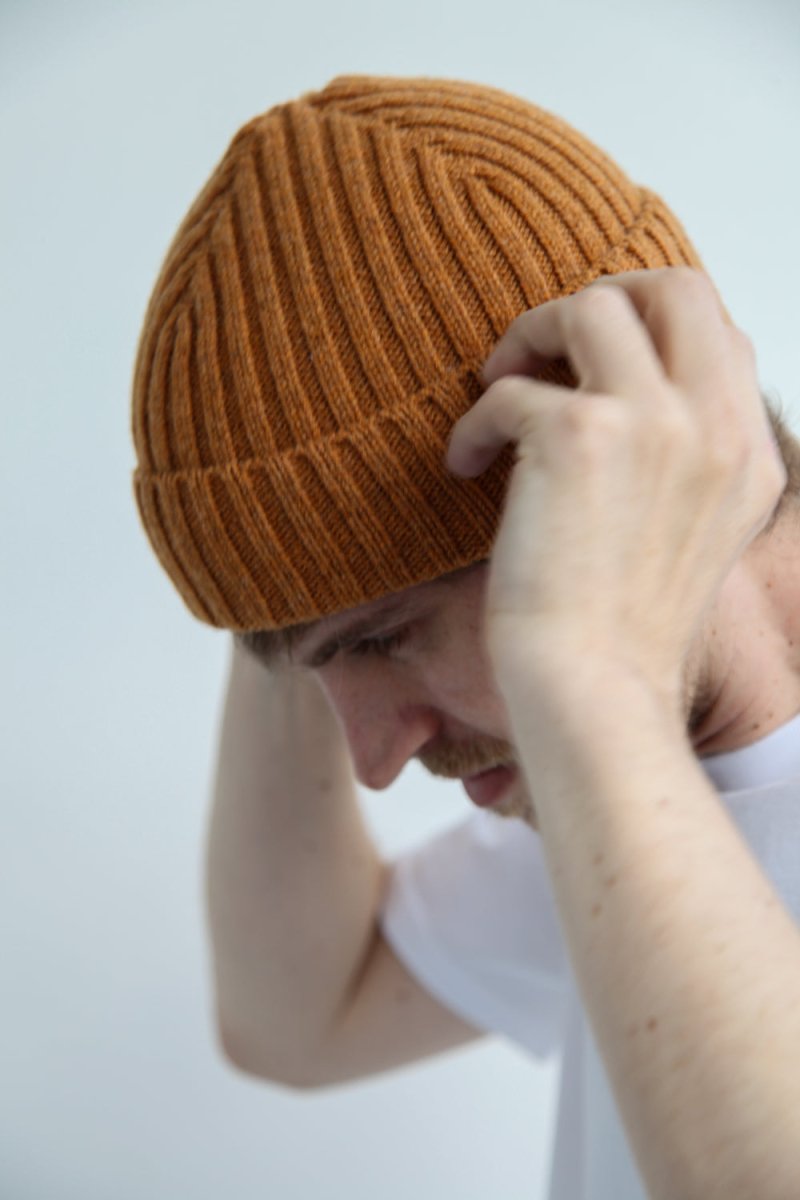 Half Dozen Super-Soft Lambswool Fisherman Beanie (Orange Gazelle) | Hats