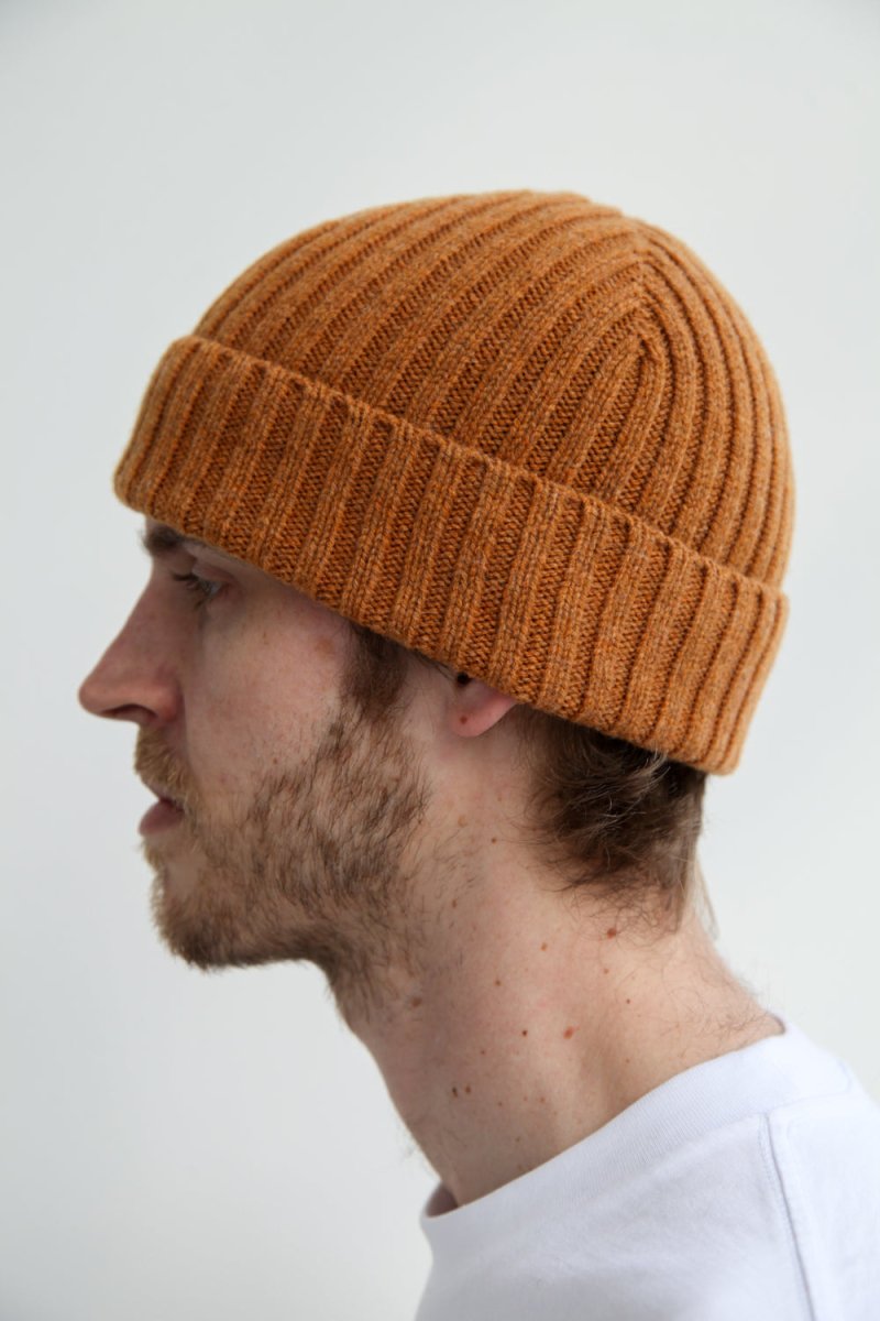 Half Dozen Super-Soft Lambswool Fisherman Beanie (Orange Gazelle) | Hats