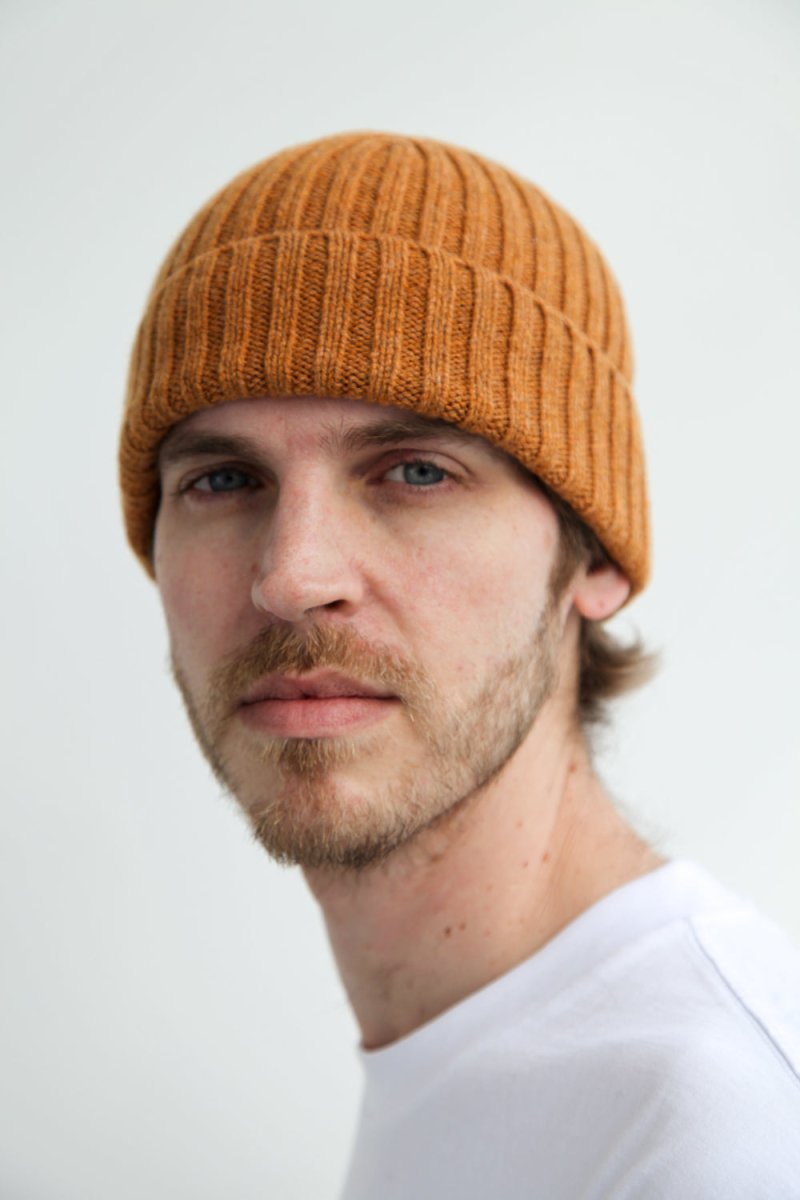Half Dozen Super-Soft Lambswool Fisherman Beanie (Orange Gazelle) | Hats