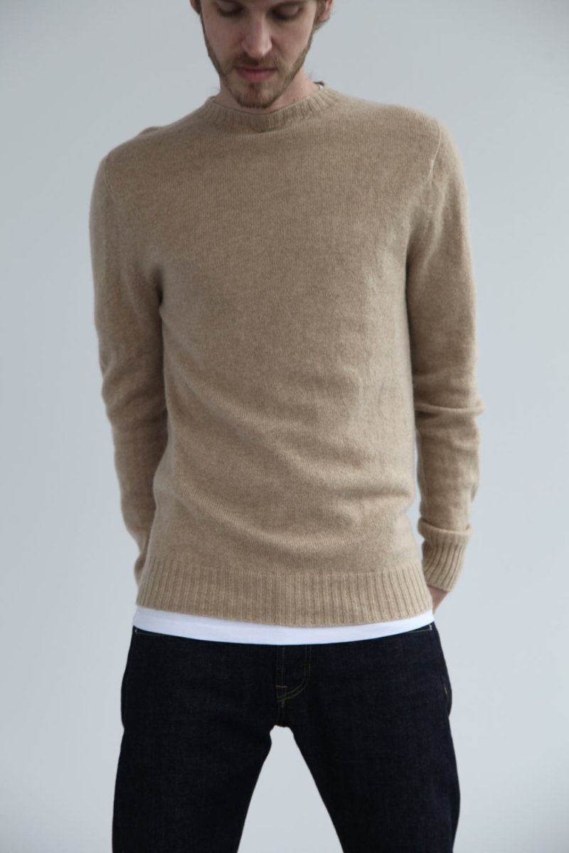 Half-Dozen Supersoft Wool & Baby Alpaca Crew (Niger Cream) | Knitwear