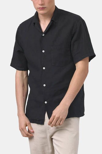 Portuguese Flannel Camp Collar Shirt (Black) | Shirts