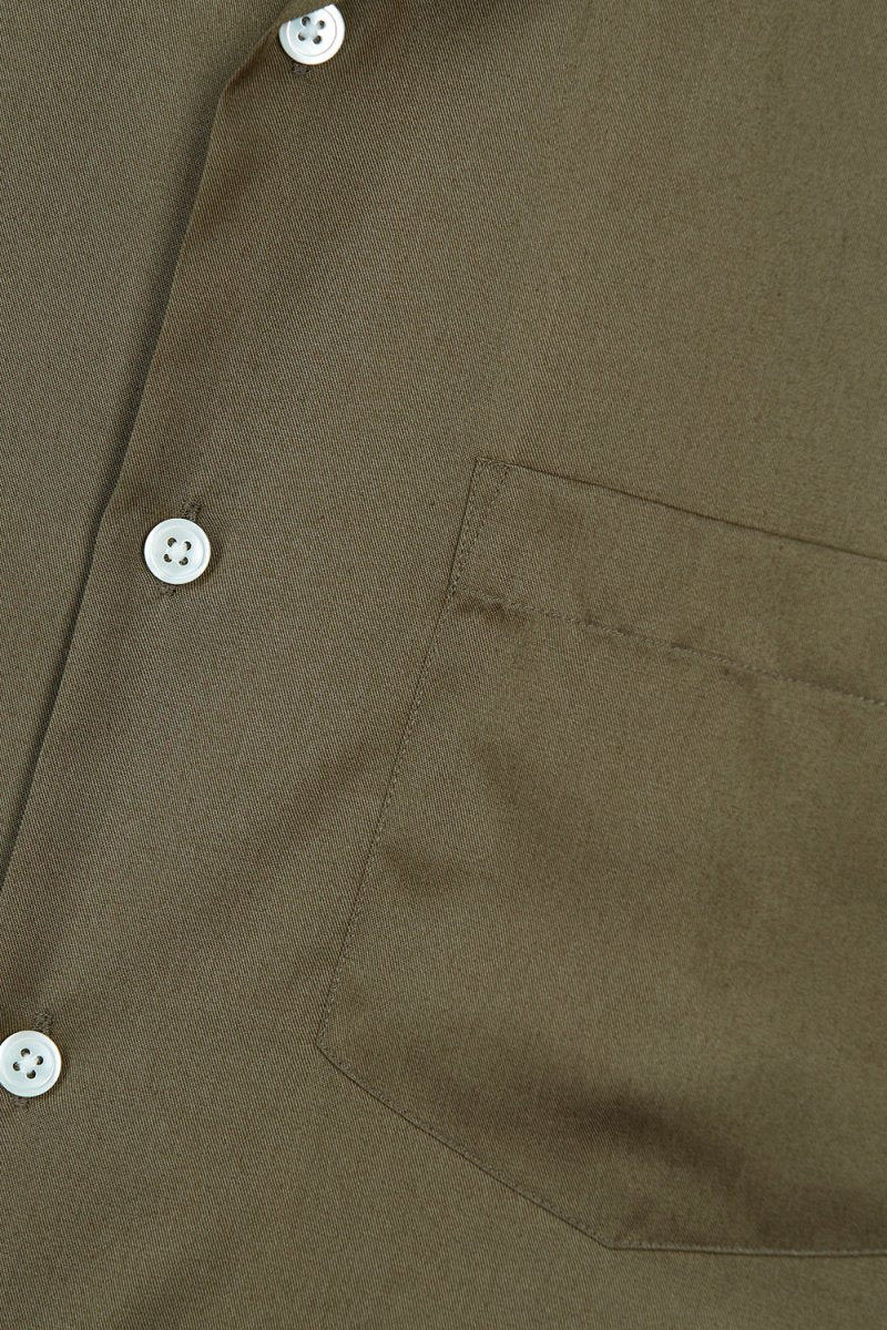 Portuguese Flannel Camp Collar Shirt (Dry Green) | Shirts