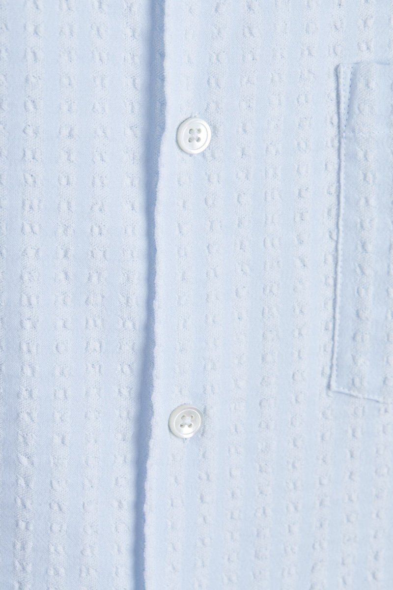 Portuguese Flannel Jacquard Chambray Shirt (Light Blue) | Shirts
