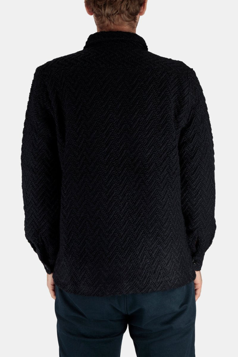 Portuguese Flannel Knited Herringbone Overshirt Shirt (Navy) | Shirts