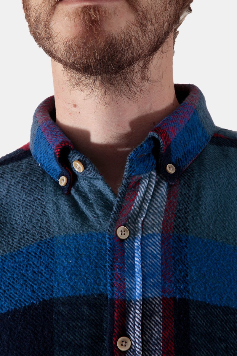 Portuguese Flannel Misaligned Check Shirt (Red / Blue) | Shirts
