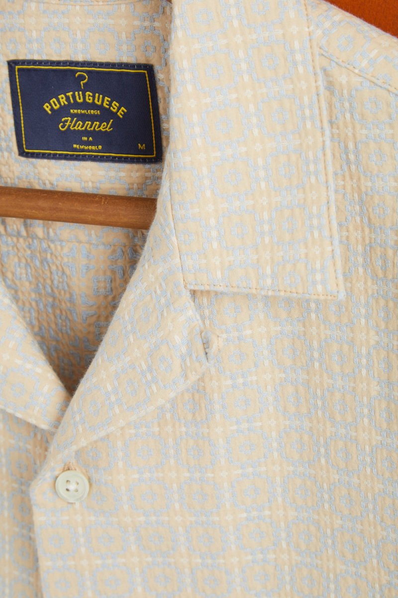 Portuguese Flannel Tile Shirt (Blue/Beige) | Shirts