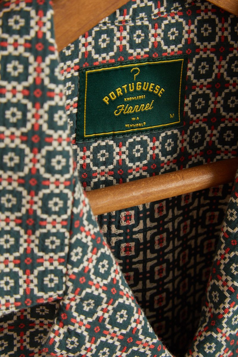Portuguese Flannel Tile Shirt (Green/Orange) | Shirts