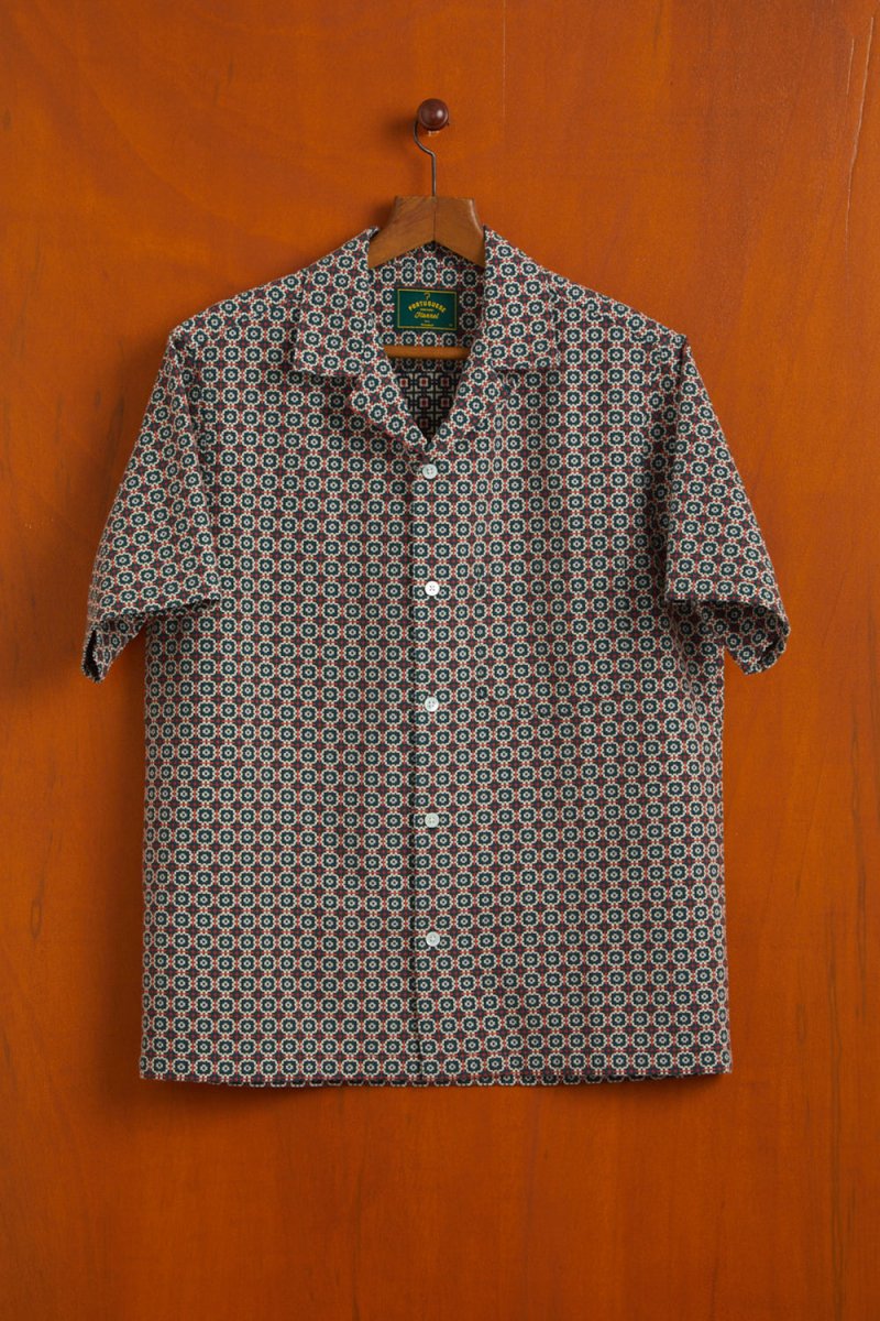 Portuguese Flannel Tile Shirt (Green/Orange) | Shirts