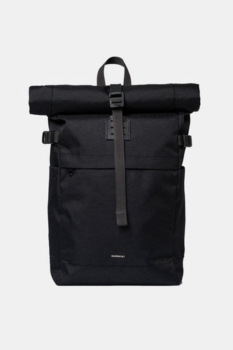 Sandqvist Icon Rolltop Backpack M (Black/Black Leather) | Bags