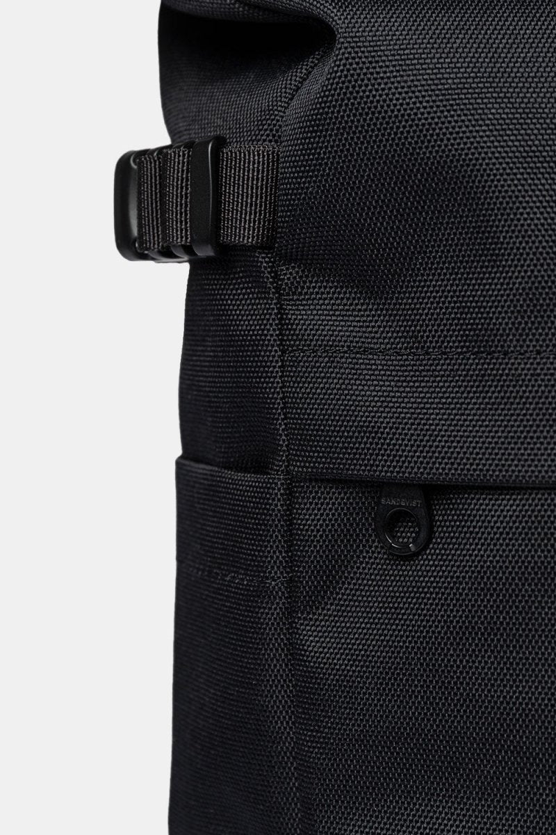Sandqvist Icon Rolltop Backpack M (Black/Black Leather) | Bags