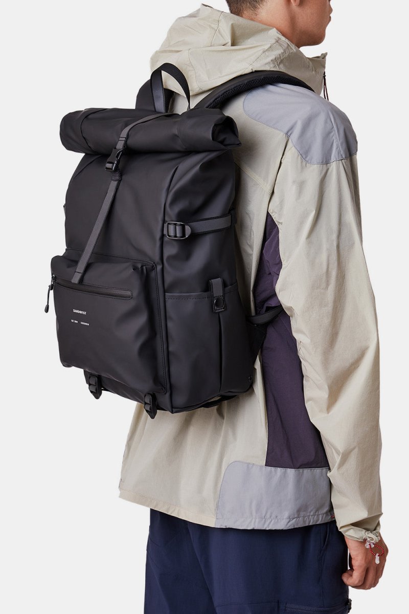 Sandqvist Ruben 2.0 Water-Resistant Rolltop Backpack (Black) | Bags