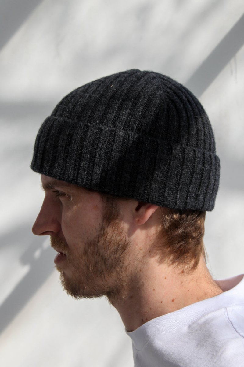 Super-Soft Lambswool Fisherman Beanie - Charcoal Grey | Hats