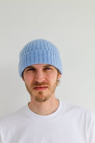 Half Dozen Super-Soft Lambswool Fisherman Beanie - Glacier Blue