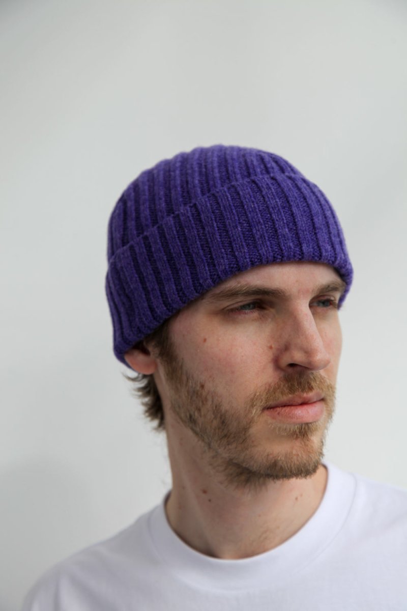 Super-Soft Lambswool Fisherman Beanie - Heliotrope Purple | Hats
