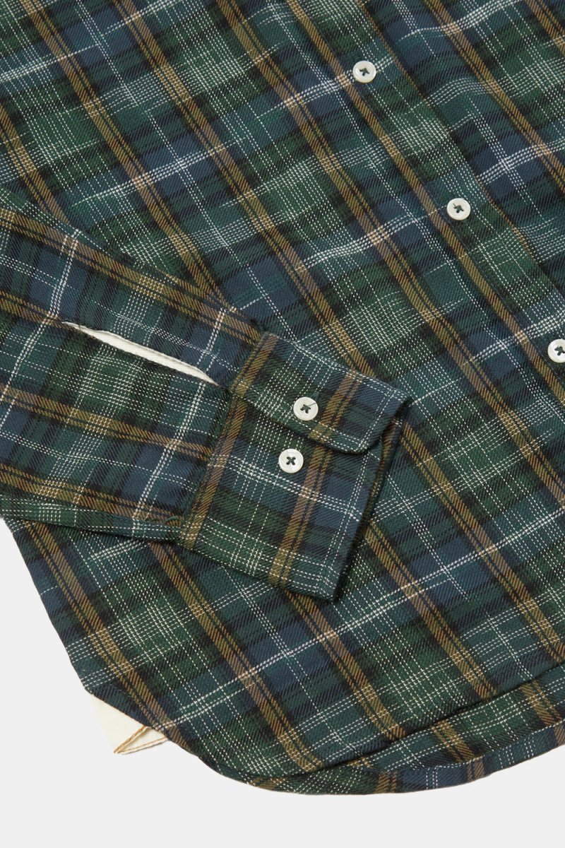 Universal Works Daybrook Shirt (Green Ikat Twill Check) | Shirts
