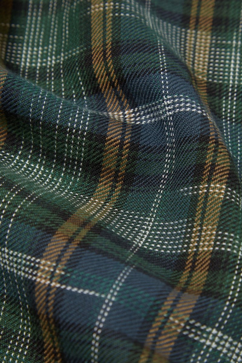 Universal Works Daybrook Shirt (Green Ikat Twill Check) | Shirts