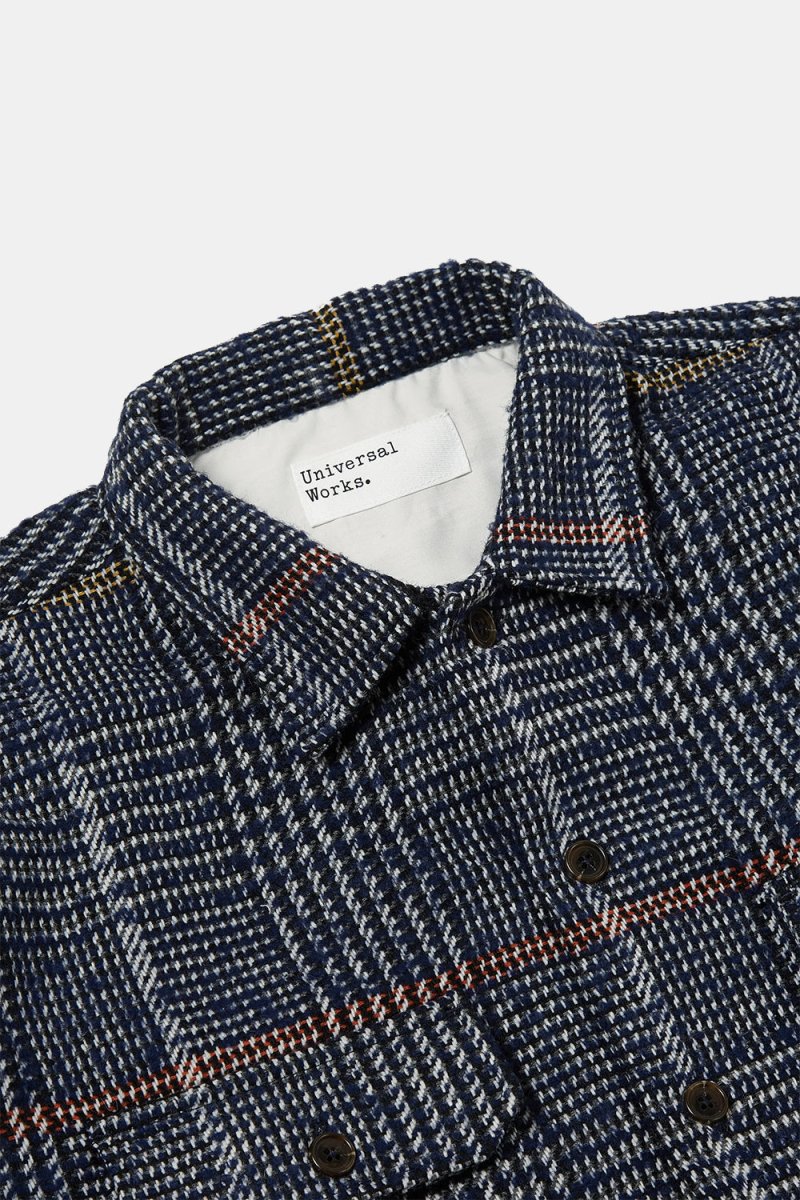 Universal Works Long Sleeved Utility Shirt (Navy Dogtooth Check) | Shirts