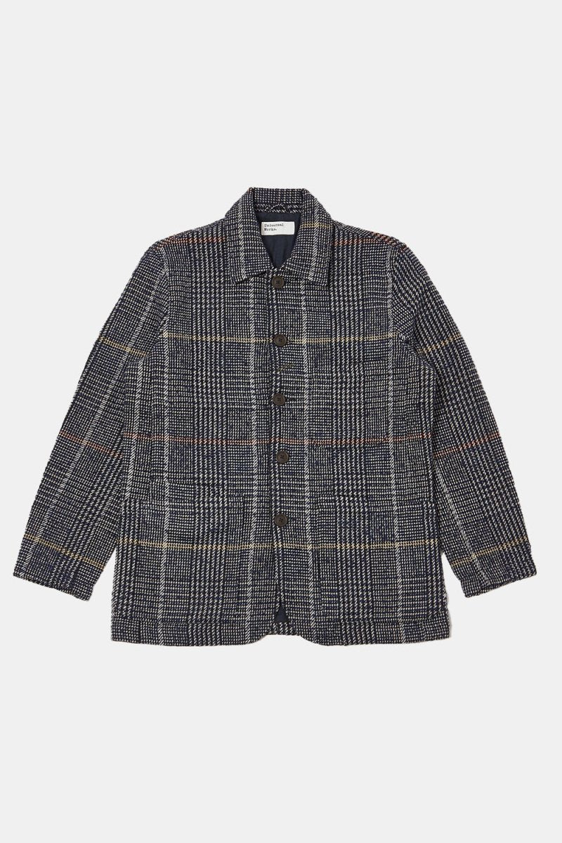 Universal Works Long Sleeved Utility Shirt (Navy Dogtooth Check) | Shirts