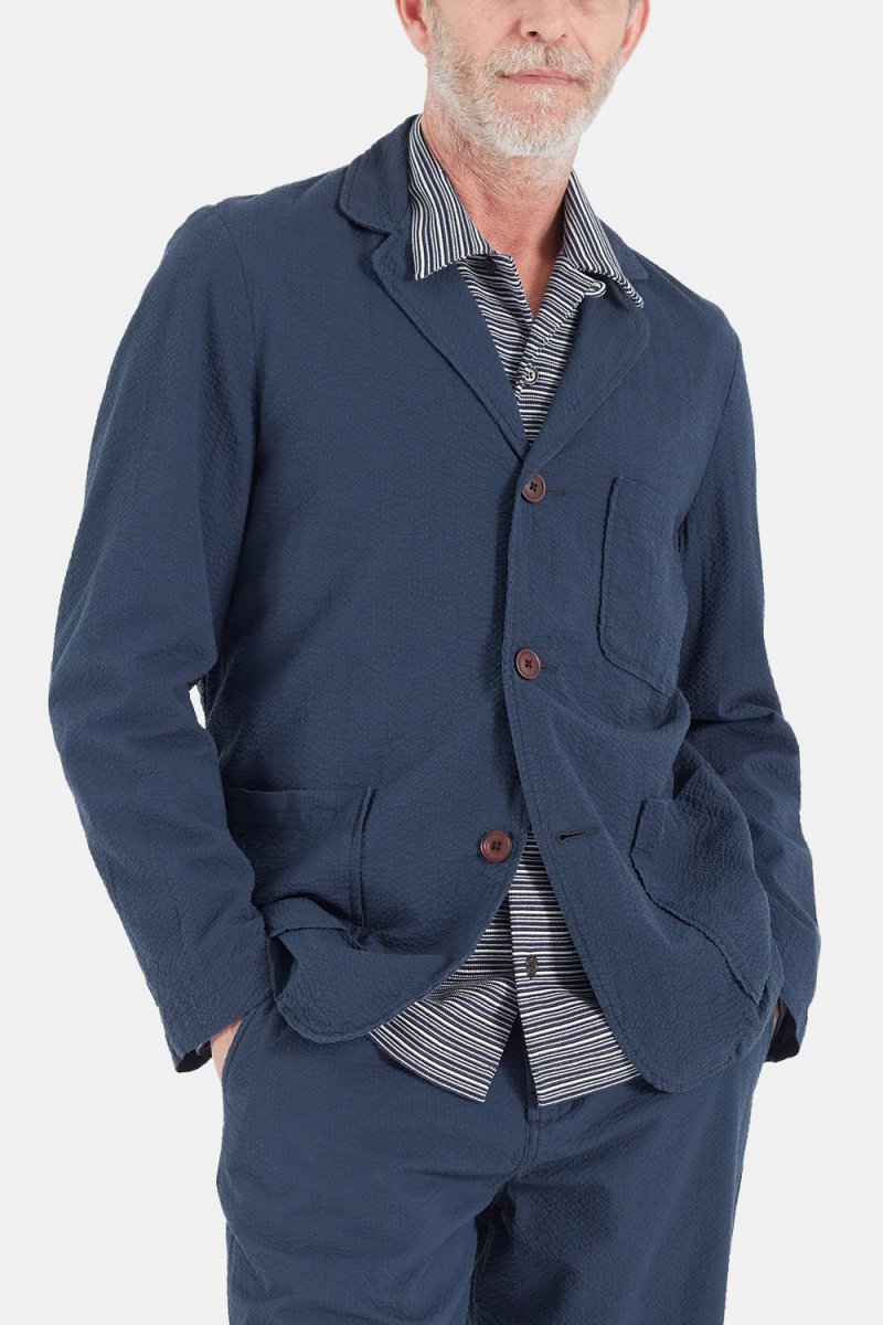 Universal Works Three Button Universal Works Three Button Jacket (Seersucker Navy) – Number Six