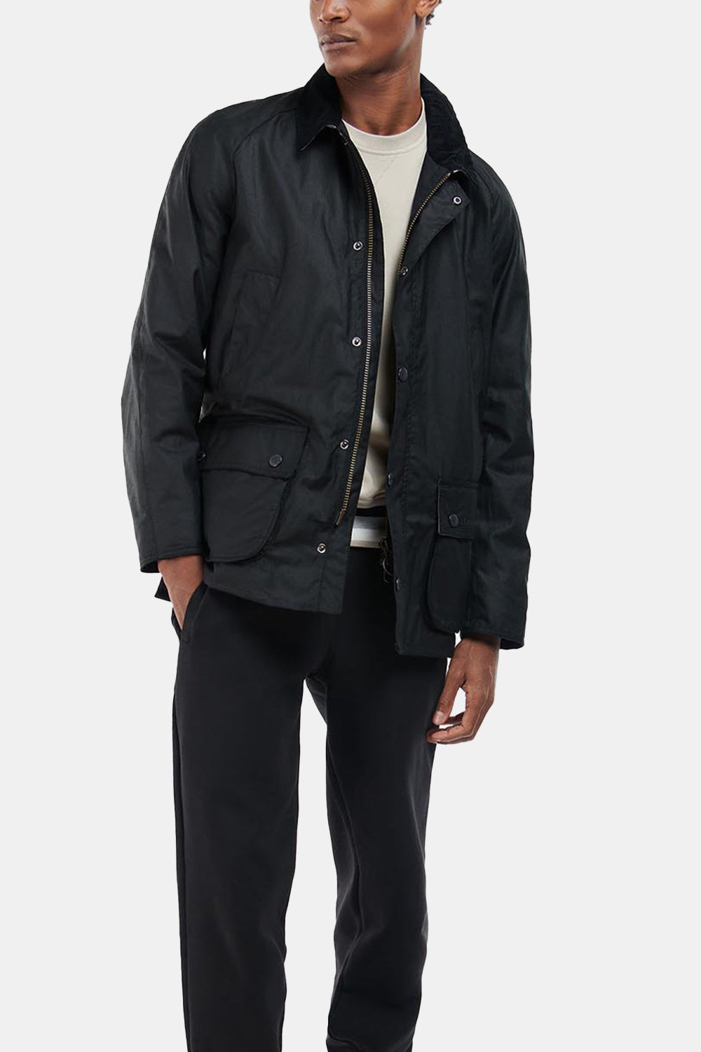 Barbour Bodey Waxed Jacket (Black/Grey Stone) | Number Six