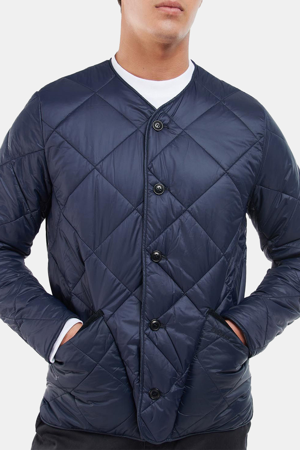 Barbour Liddesdale Quilted Cardigan Jacket (Navy) | Number Six