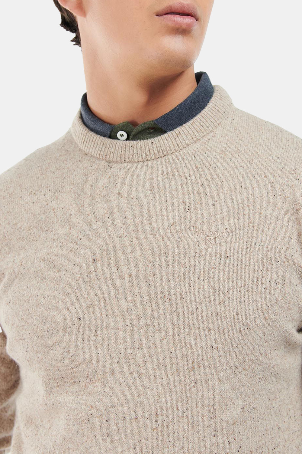 Barbour Tisbury Knitted Crew Sweater (Stone) | Number Six