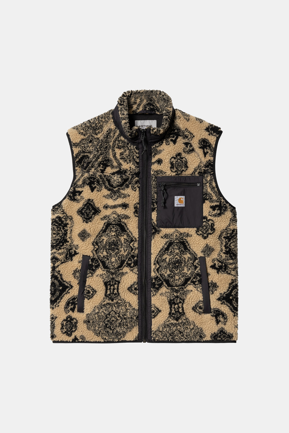 Carhartt WIP Prentis Vest Liner Verse Jacquard Fleece (Dusty Brown &amp; Scoot Black) | Number Six