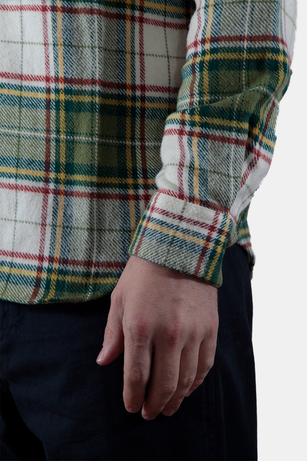 Portuguese Flannel Portlad Check Shirt (Ecru / Green) | Number Six