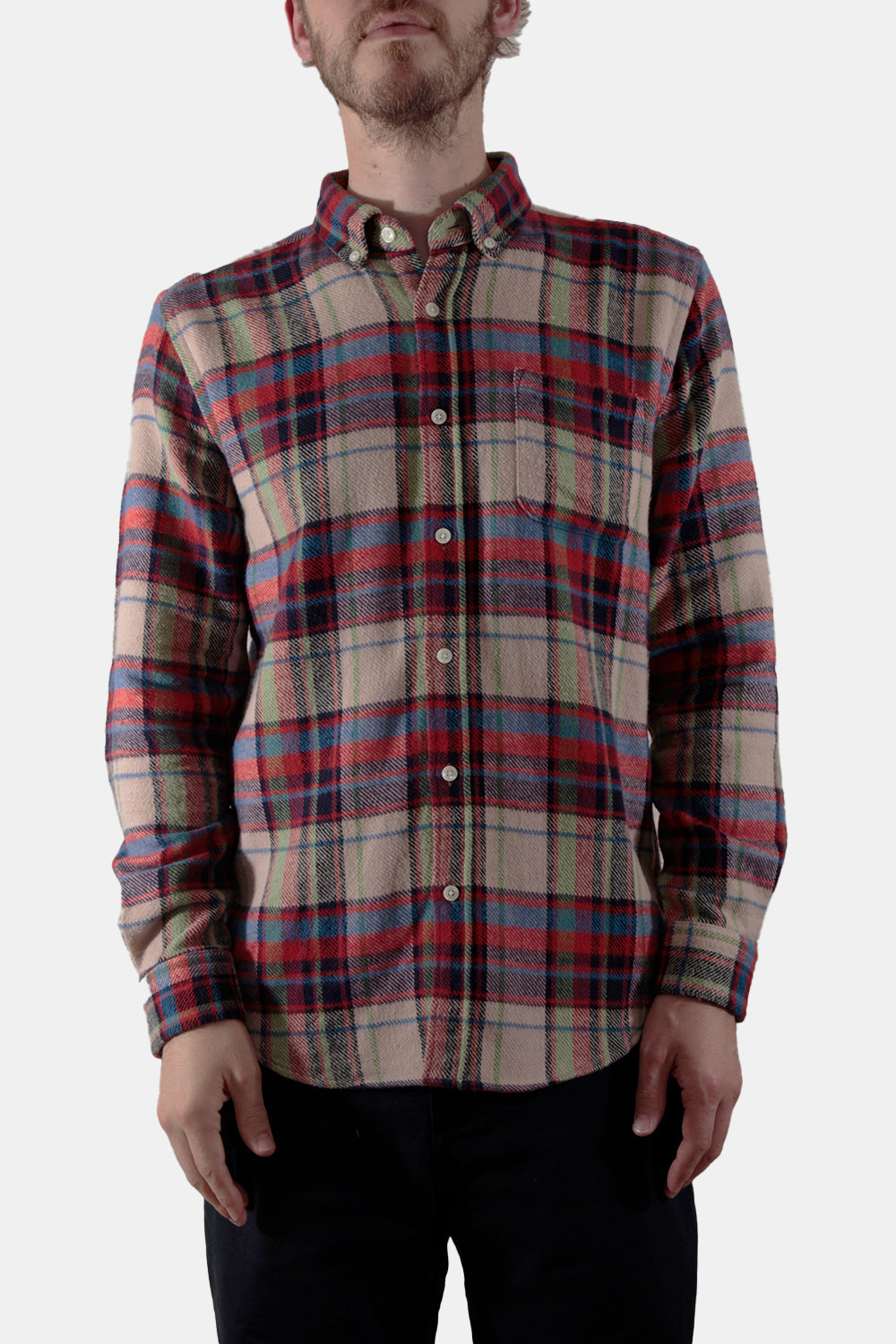 Portuguese Flannel Crush ESP Check Shirt (Red / Ecru)