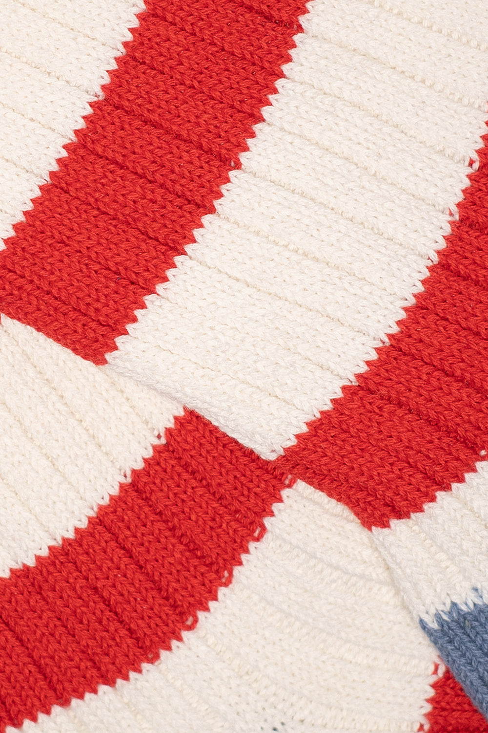 Kinari Recycled Cotton Mix Chunky Stripes Crew (Off White/Red)