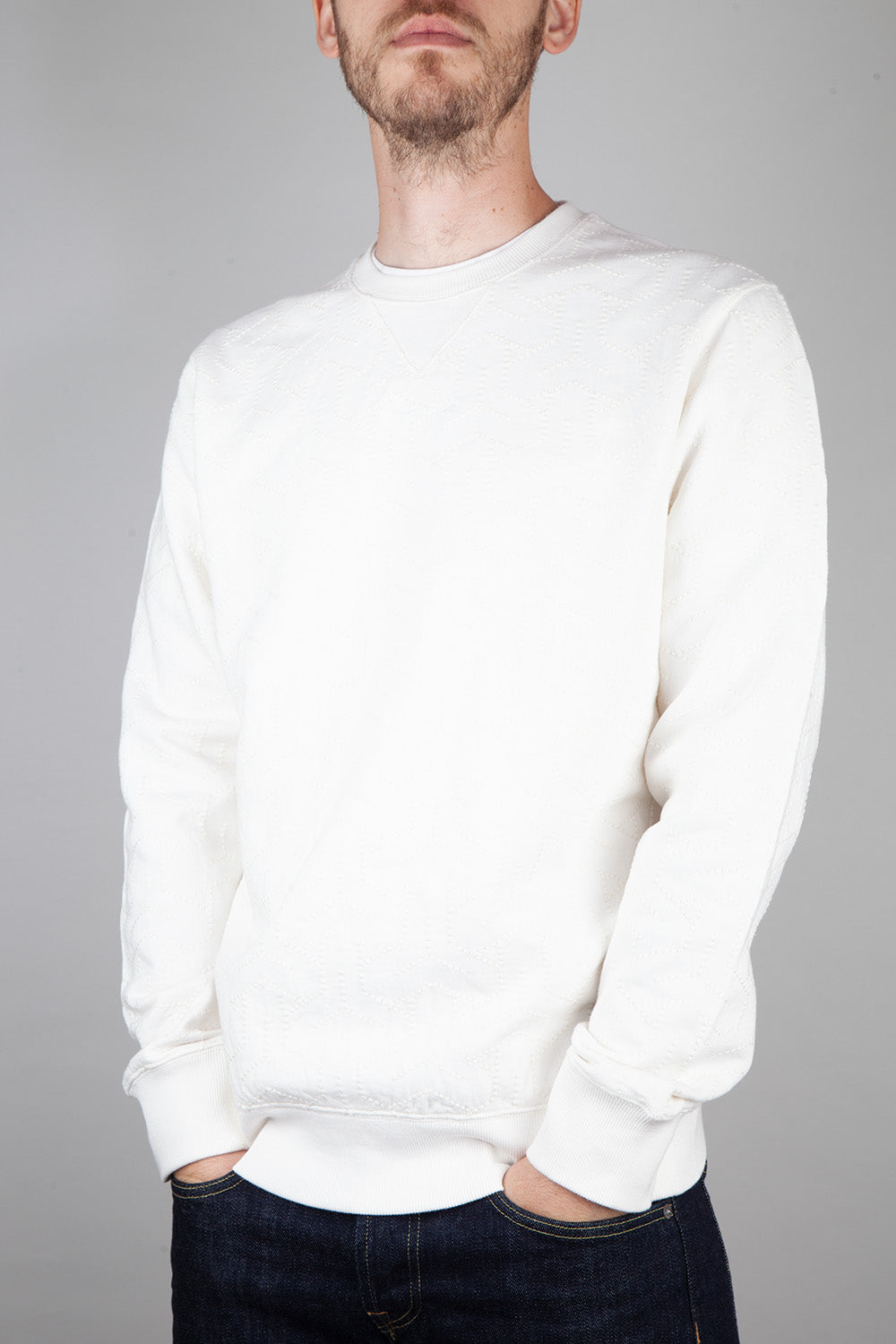 Universal Works Loopback Embroidered Oversized Sweatshirt (Ecru) | Number Six